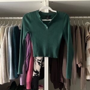 H&M Ribbed Long Sleeve Cropped Sweater Top Fitted